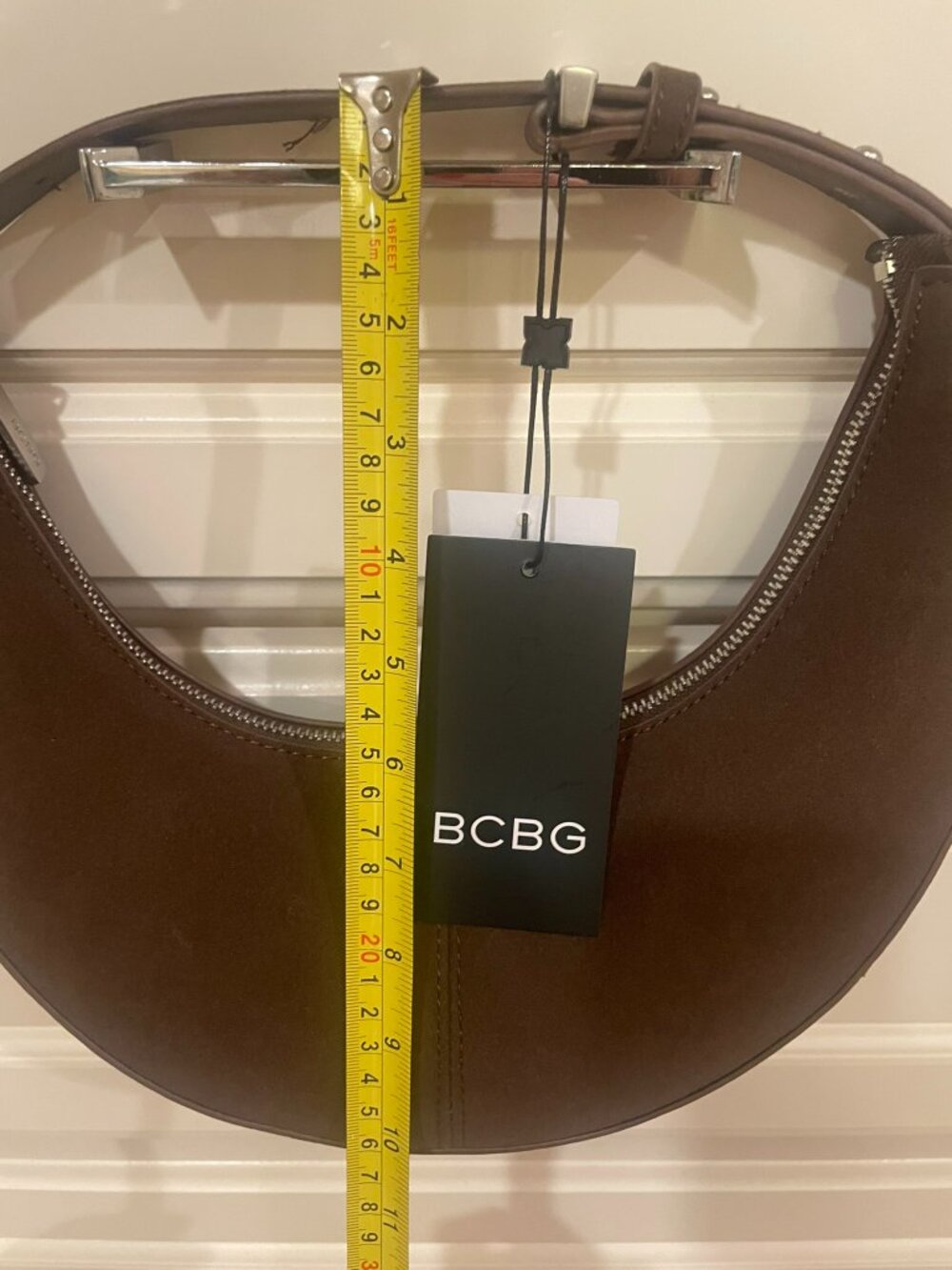 BCBG chocolate brown suede handbag - Picture 4 of 5